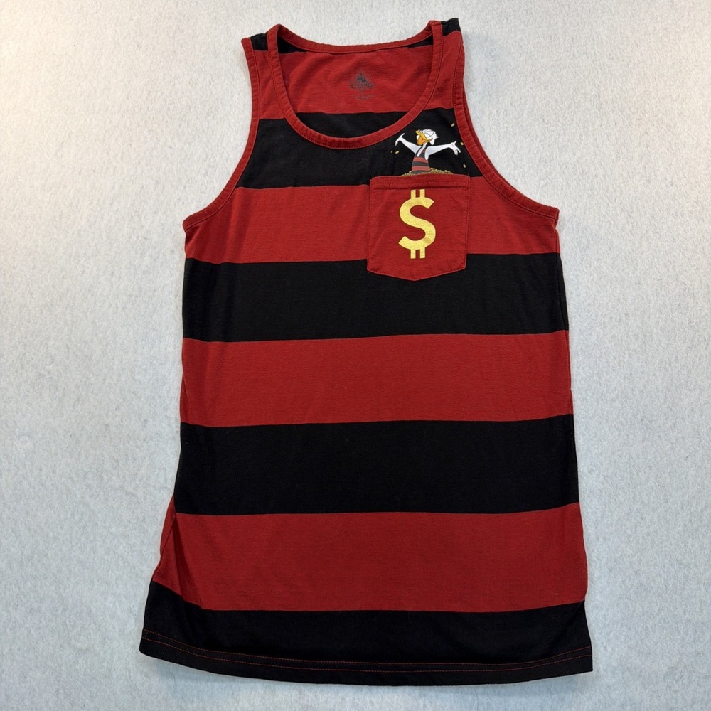 Disney Parks Duck Tales Scrooge McDuck Pocket Tank Top - Red & Black Striped S